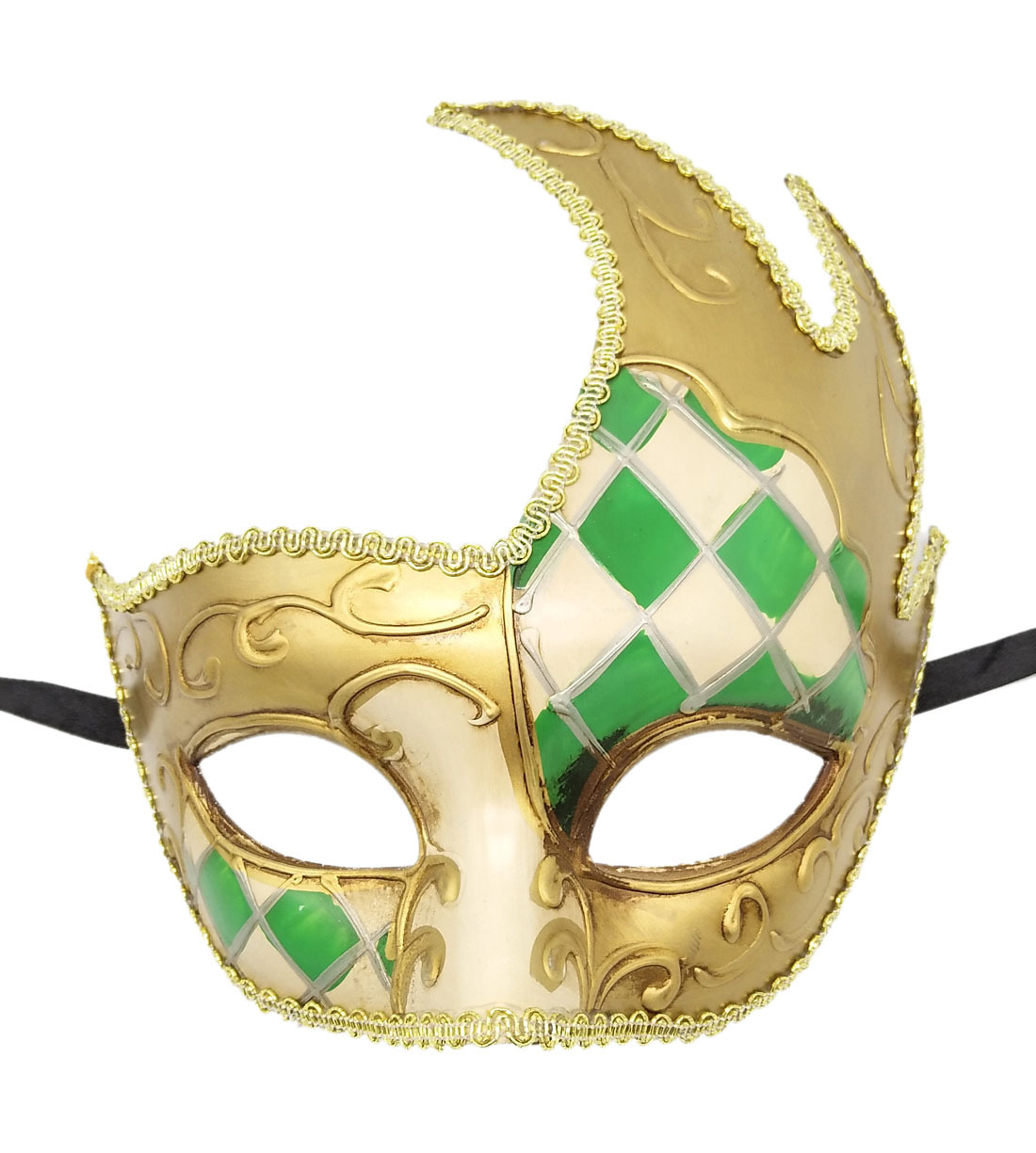 批发高档火焰大弯角面具万圣节狂欢节威尼斯舞会复古格子面具现货