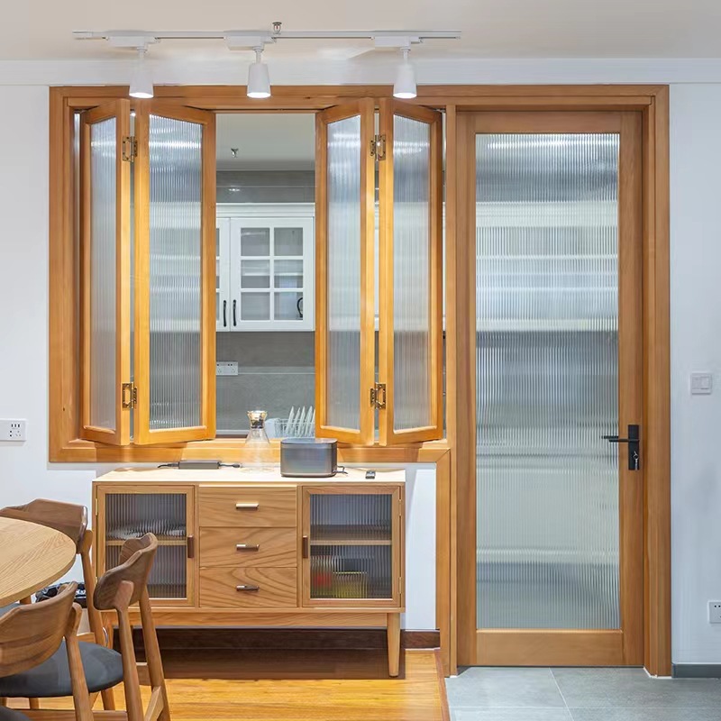 原木窗室内日式实木窗户推拉折叠上翻左右折叠窗长虹玻璃原木窗