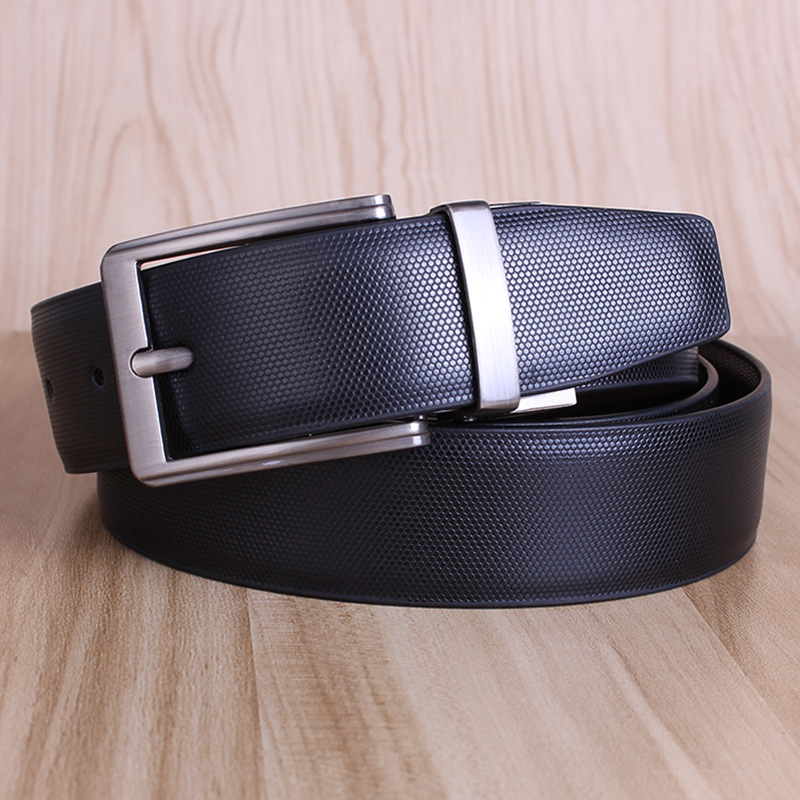 Men's Leather Belt Genuine Leather Rotating Buckle Cowhide Belt Men's Rotating Pin Buckle Casual Double-Sided Available Pant Belt Factory Wholesale