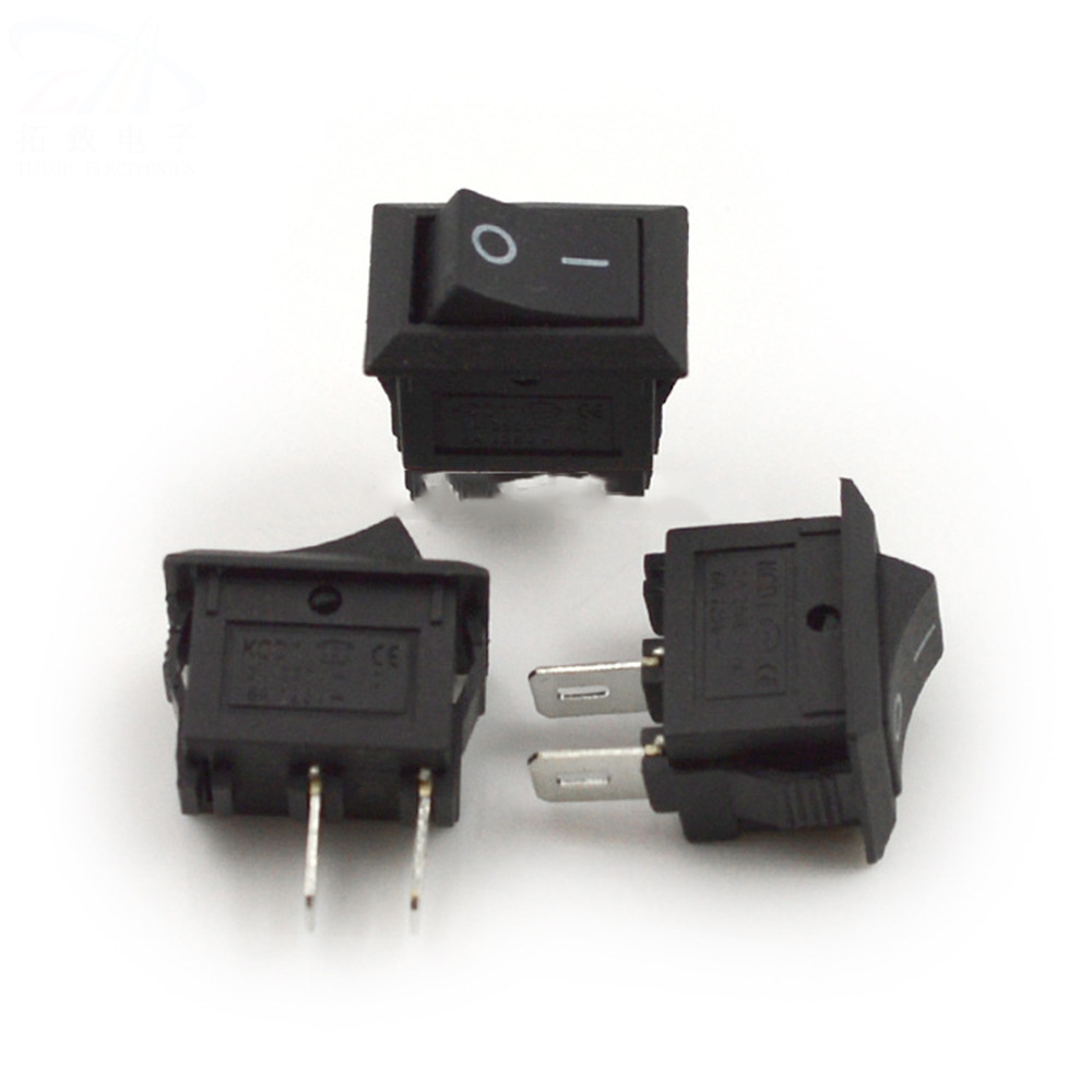 船型开关 台灯小电源开关红白黑 15*10mm 2脚单极开关 5个