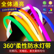 led霓虹柔性圆形灯带360度软灯带户外防水广告220v通体灯条带