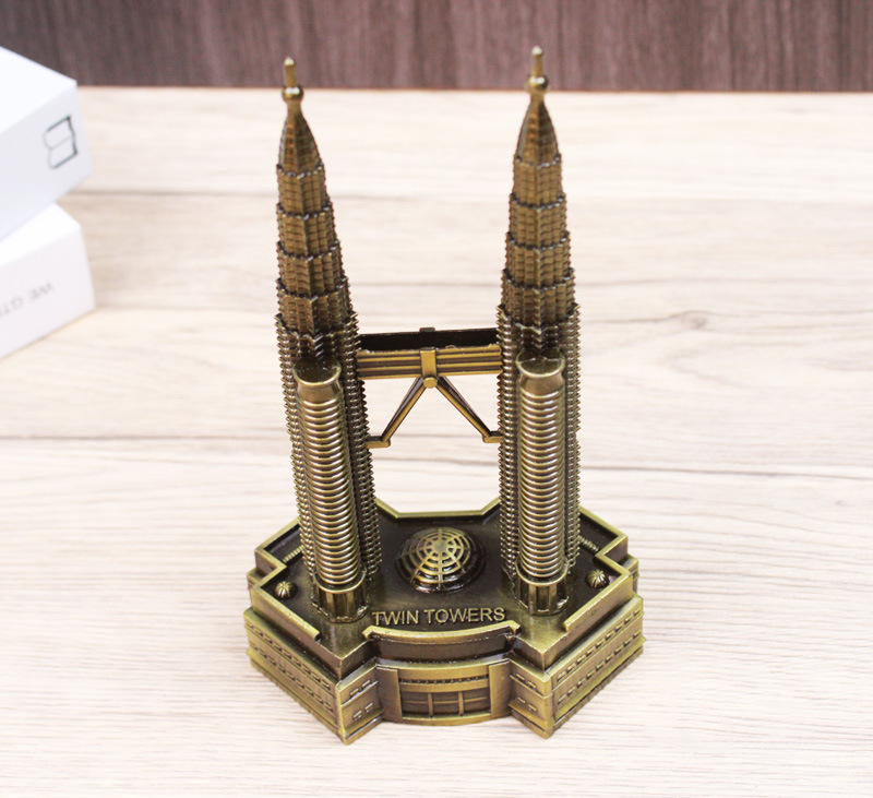 吉隆坡双子塔金属建筑模型摆件创意景区工艺品旅游纪念品毕业礼物