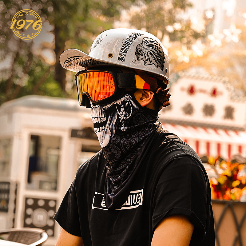复古头盔个性夏季棒球帽电动瓶车机车半盔男女骑行哈雷瓢盔安全帽