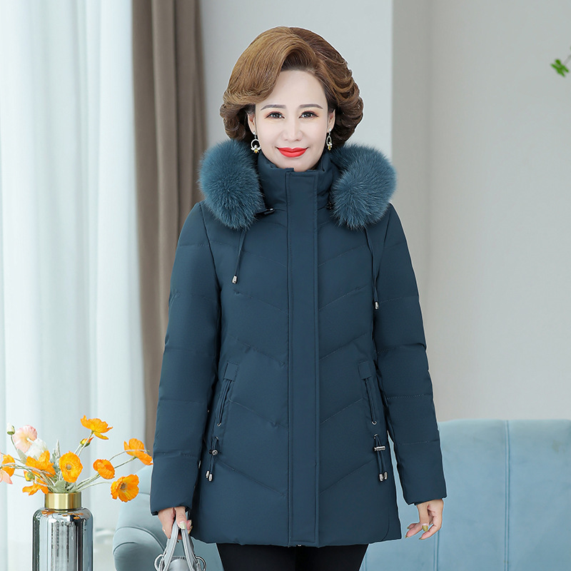 品牌中老年羽绒服女中长款冬装2023新款洋气妈妈款外套加厚大码
