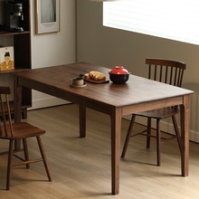 北美黑胡桃木原木餐台实木餐桌北欧餐桌椅组合长方形书桌子小户型