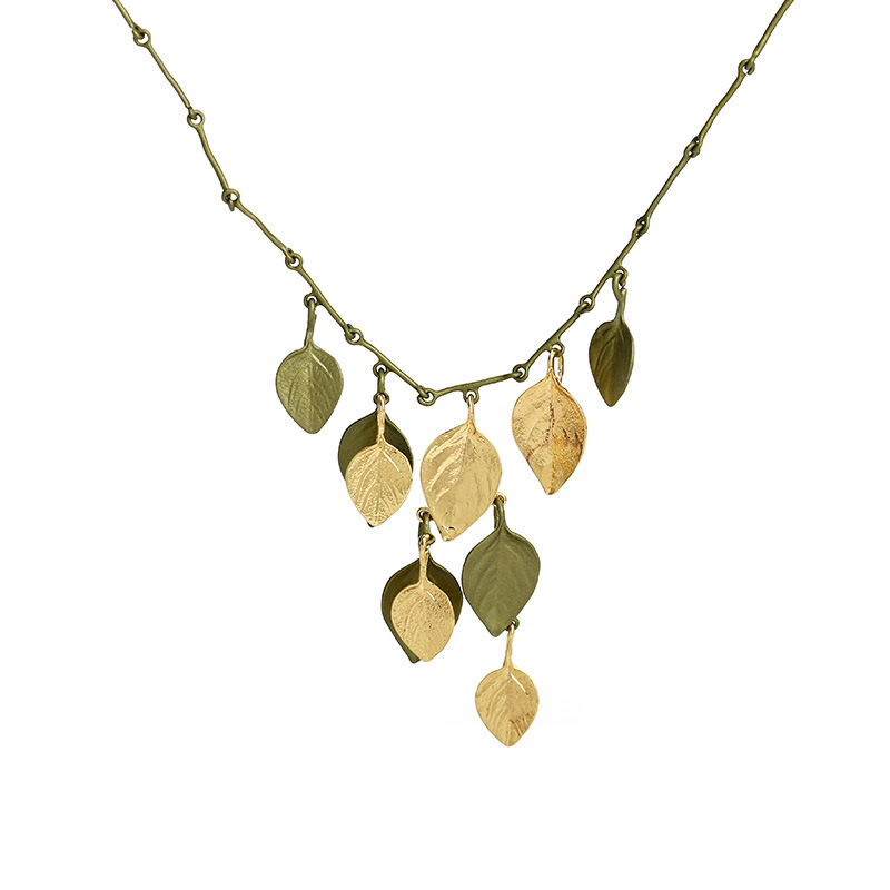 罗勒叶大项链颈链文艺复古罗勒大花洒项链颈链