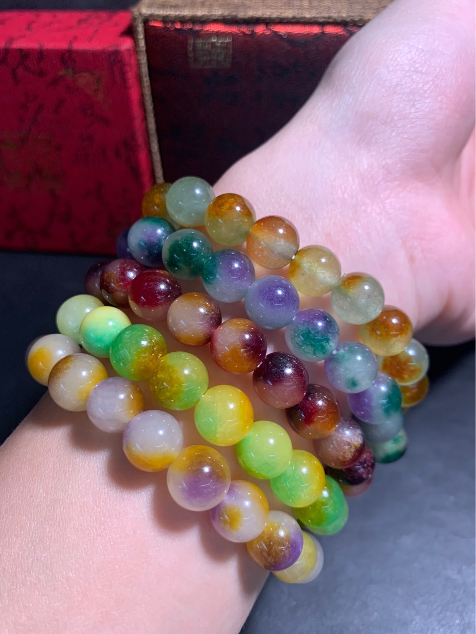 七彩玉 虎皮 紫荧等 圆珠手串 男女款 批发 可直播供货