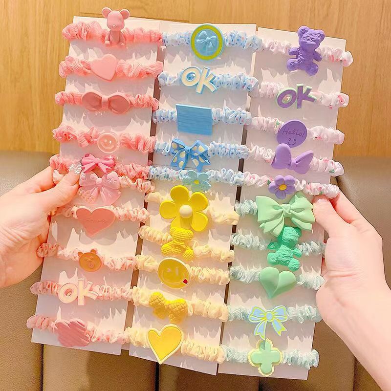 Korean Style Sweet Flower Small Intestine Hair Ring Tie up a Bun Hairstyle Hair Rope Rubber Band Girls Trinkets Headband Hair Accessories Wholesale