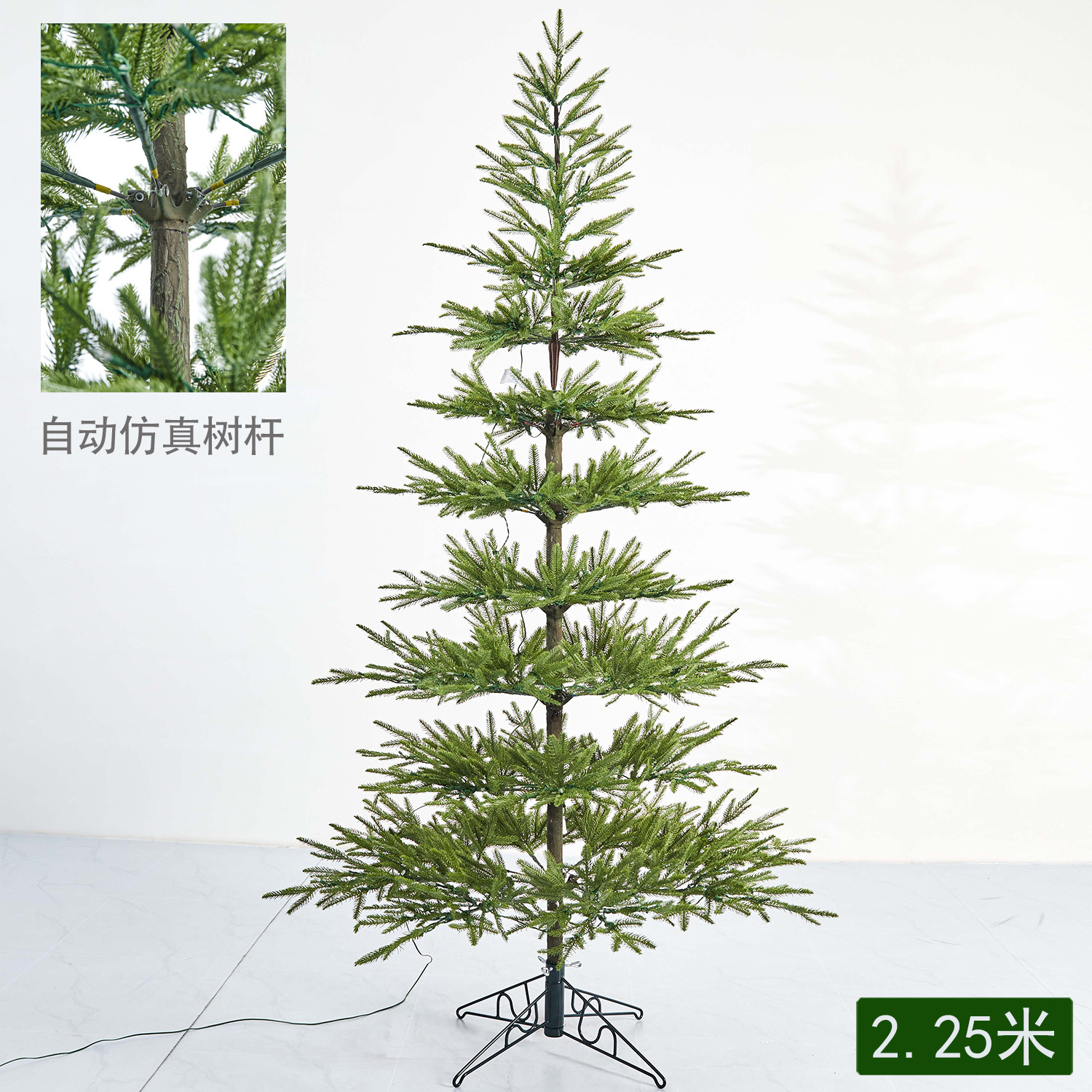 Christmas New High-End Simulation Automatic Christmas Tree Decorations Nordic Dazzling Lamp PE Pine Branch Export Foreign Trade Exclusive