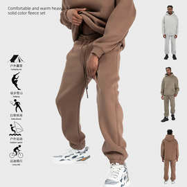 2025秋冬新品抓绒休闲卫裤青少年宽松欧美跨境重磅350G束脚裤男女
