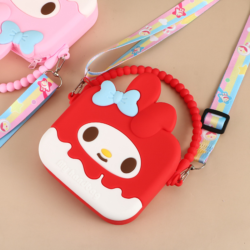 Children's Silicone Bag Cartoon Little Girl Cute Shoulder Bag Cartoon Bunny Children's Crossbody Hand Holding Dual-Use Bag