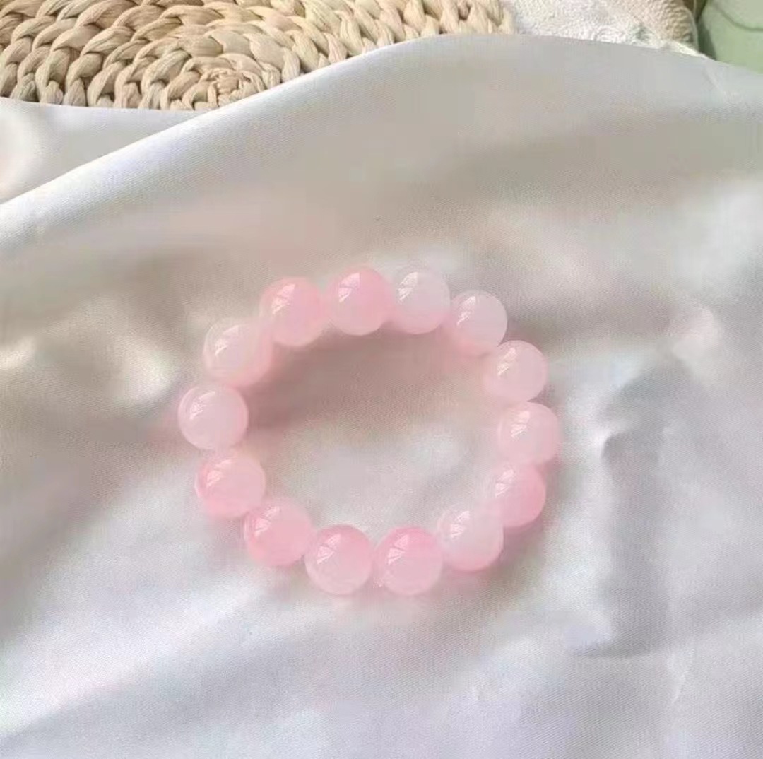 Super Beautiful Gradient Color! Xiaohongshu Ice Transparent White Jade Bracelet Female Pliable Temperament Imitation Bodhi Bracelet Beaded Bracelet Female