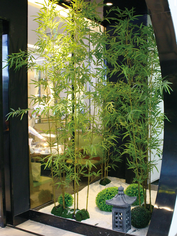 竹子隔断挡墙假竹子植物室内竹叶装饰竹子造景绿植景