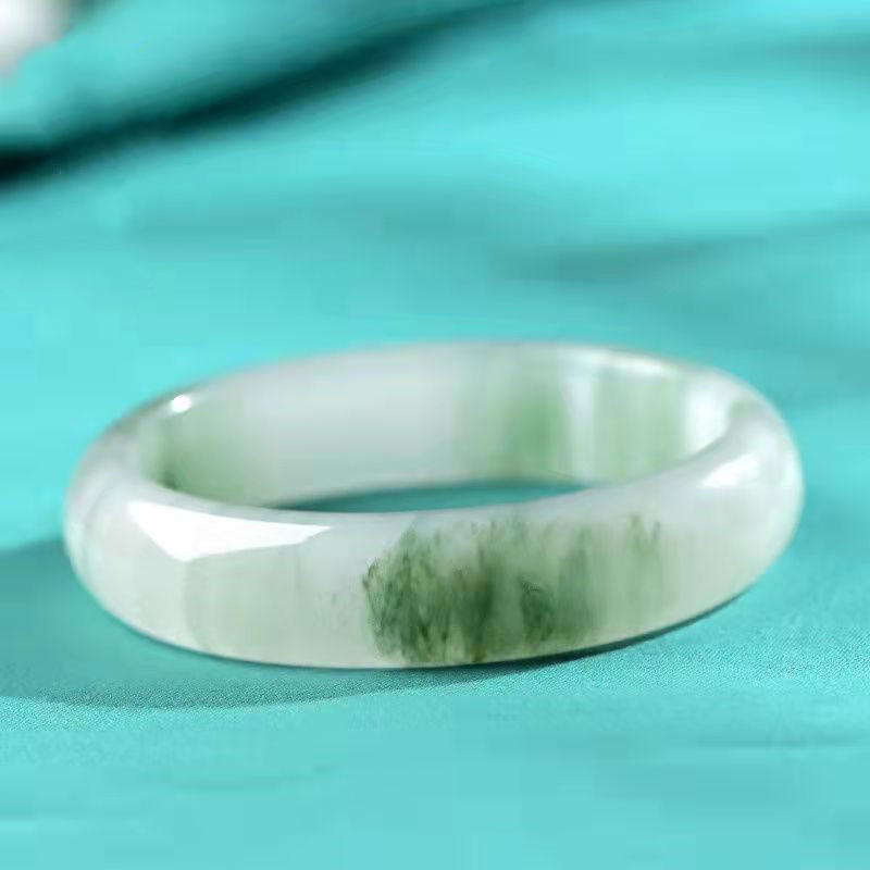 新疆金丝玉天山翠昆仑翠玉手镯白糯金丝玉戈壁玉翡翠玉镯子