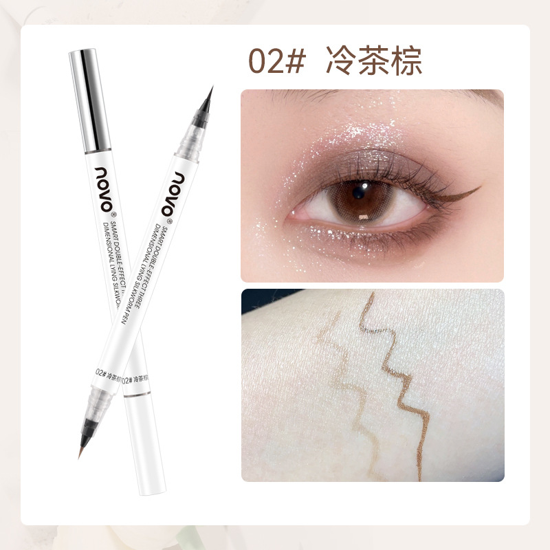 Makeup Novo Double-Headed Eye Shadow Pen Waterproof Not Smudge Quick-Drying Pseudo-Plain Double-Effect Three-Dimensional Liquid Eyeliner Extremely Fine