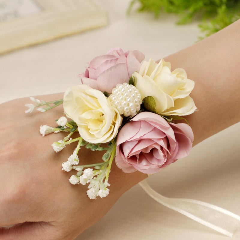 韩式婚礼纯手工手腕花森系婚庆伴娘姐妹团手环花小清新仿真花手环