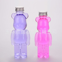 小熊奶茶瓶500ML果汁饮料瓶一次性透明PET背带塑料瓶美甲容器收藏