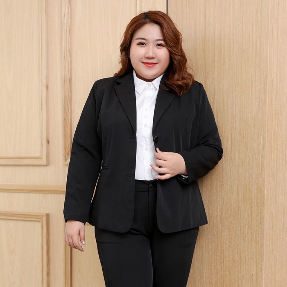 特大码西装外套女大学生面试正装西服工作服套装200斤胖mm职业装