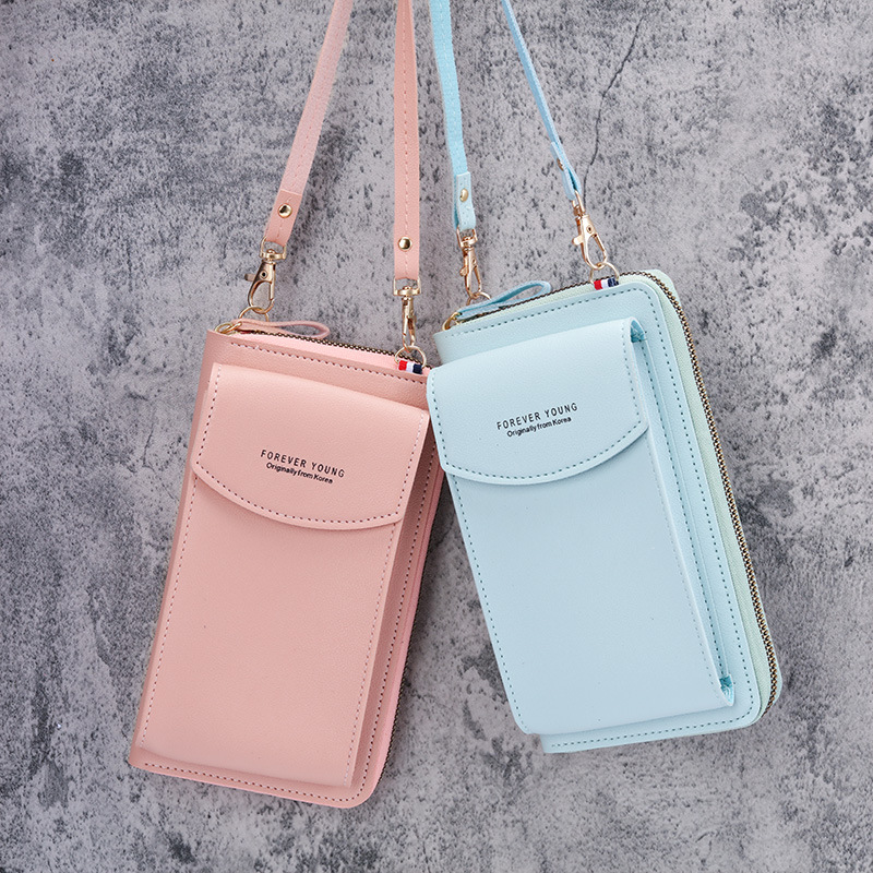 Women's Bag Mobile Phone Bag Small One Shoulder Crossbody Zipper Bag Long Clutch Women's Wallet Foreign Trade in Stock