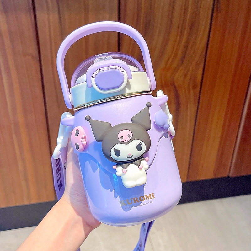 Good-looking Internet Celebrity Sanrio Joint-Name Water Cup with Adjustable Strap Cup Large Capacity Cute Girl Thermos Cup