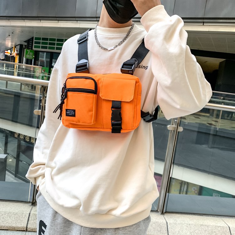 男士胸包单肩斜挎包休闲背包牛津布男包斜背小挎包胸前时尚双肩包