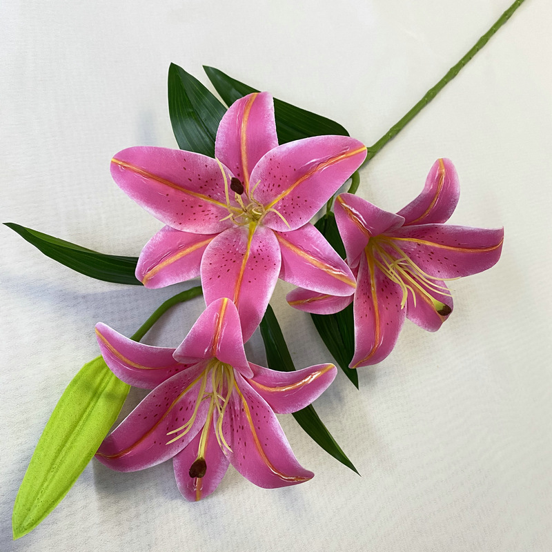 3d3 Flower 1 Bud W Lily Home Decoration Simulation Lily 3d Printing Hand Feeling Fake Flower Simulation Bonsai Flower