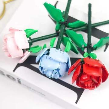 兼容乐高积木玫瑰花束模型拼装玩具送女友七夕情人节礼物批发