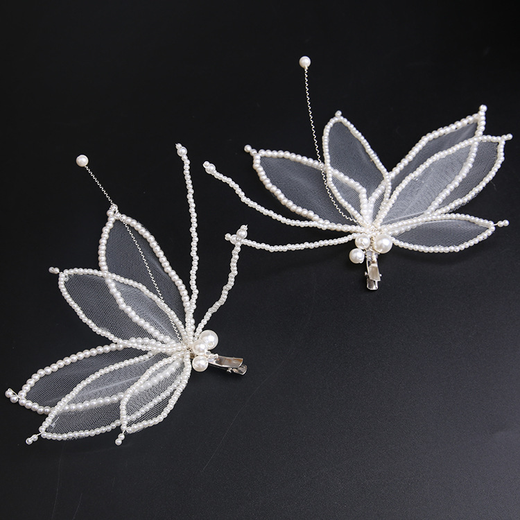 欧美金色手工水晶汉服头饰新娘婚纱花环发夹发饰韩式珍珠头花插梳