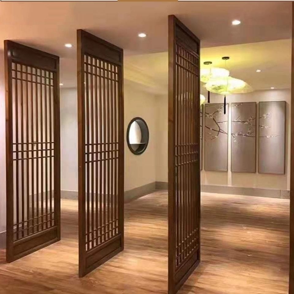 东阳木雕实木花格栅中式吊顶屏风隔断电视背景墙镂空玄关仿古门窗