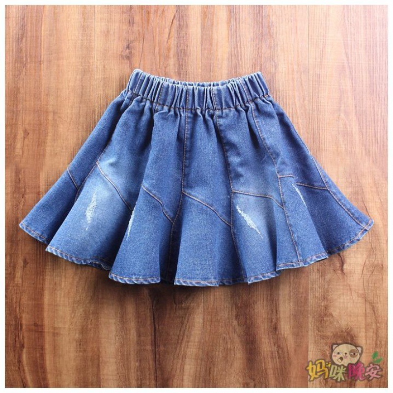 洋气牛仔拼接鱼尾裙春夏半身裙女童短裙百搭大小女孩半截童装腰裙
