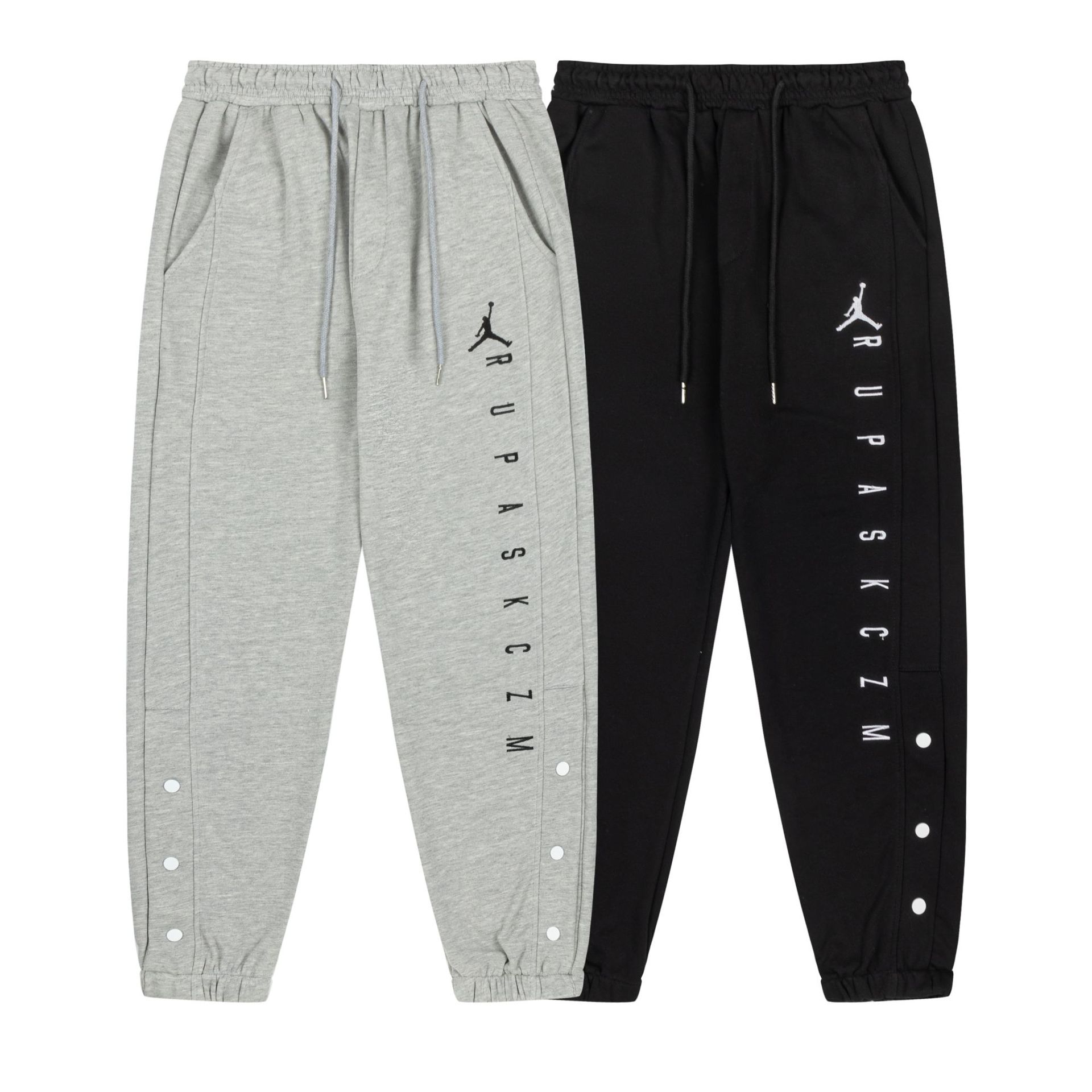 跨境美式高街潮牌aj飞人字母运动裤印花毛圈休闲裤男女卫裤情侣