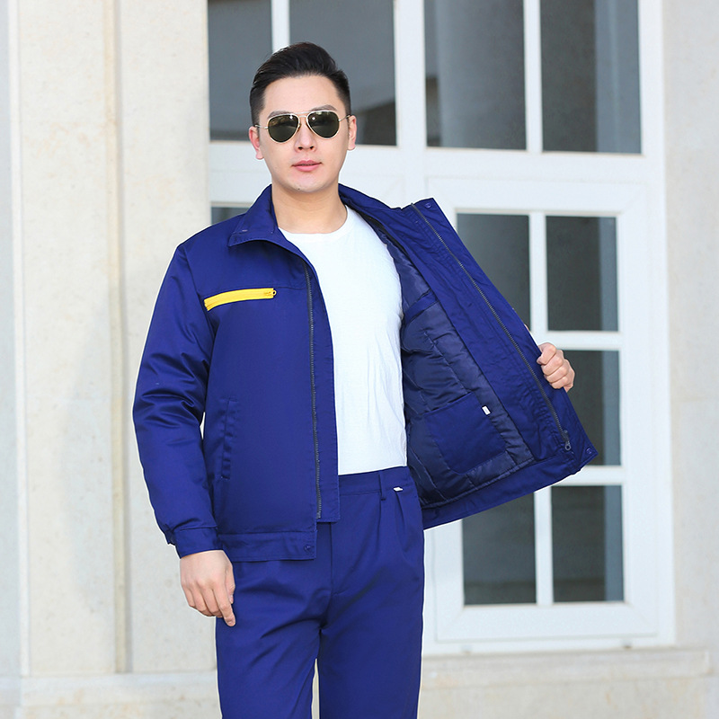 厂家直销新款修身徐工冬装全棉工装工厂车间深兰斜纹耐磨工作服