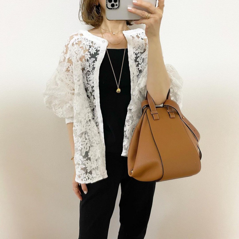 日系夏装女装 整件刺绣蕾丝灯笼袖衬衫两面穿上衣外套唯美衬衣