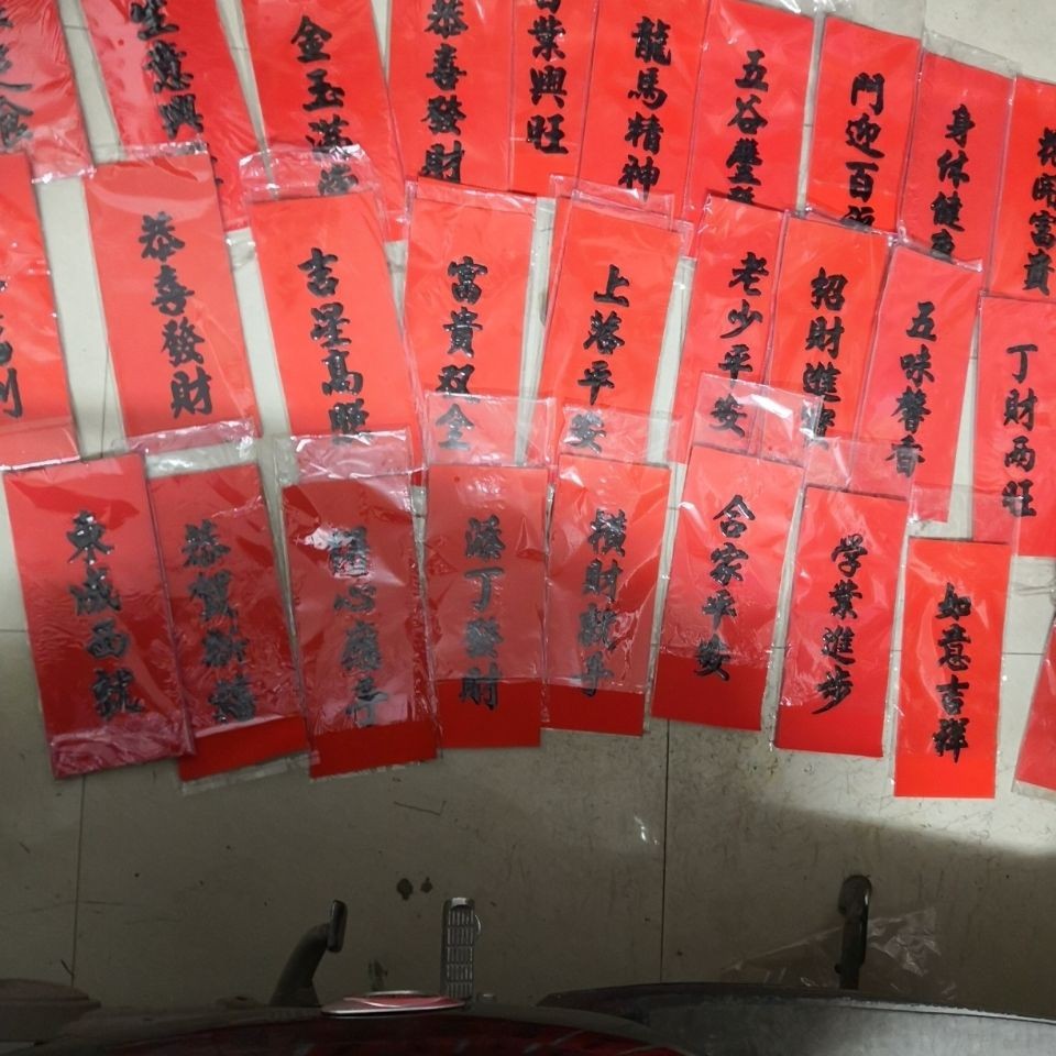 黑字红纸挥春贴纸门贴春条新春小对联竖联条小对子珲四字春晖春联