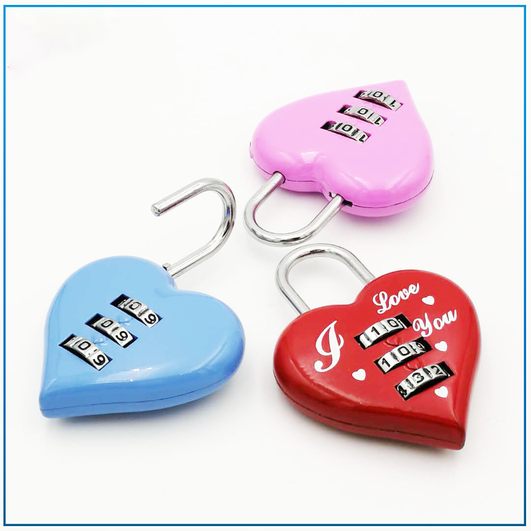 Bao Xin Brand Zinc Alloy Heart Lock Password Lock Wedding Heart-Shape Lock Coded Lock of Bags and Suitcases Password Lock Mini