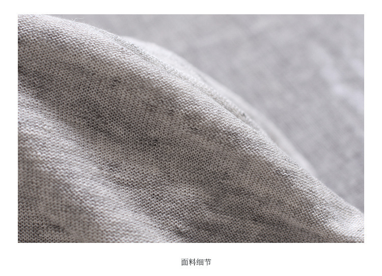 春夏季新款天丝亚麻清凉透气女v领文艺宽松短袖t恤针织衫详情28