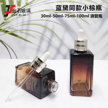 现货50ml雅诗蓝黛同款小棕瓶30ml100ml透明精油瓶精华乳液滴管瓶