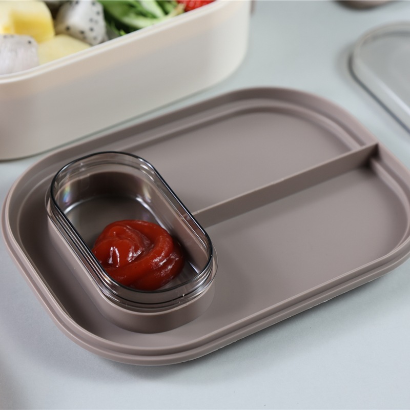 Japanese-Style Office Lunch Box Double-Layer Lunch Box Stainless Steel Heated Lunch Box Set Student Tableware Microwave Oven for School