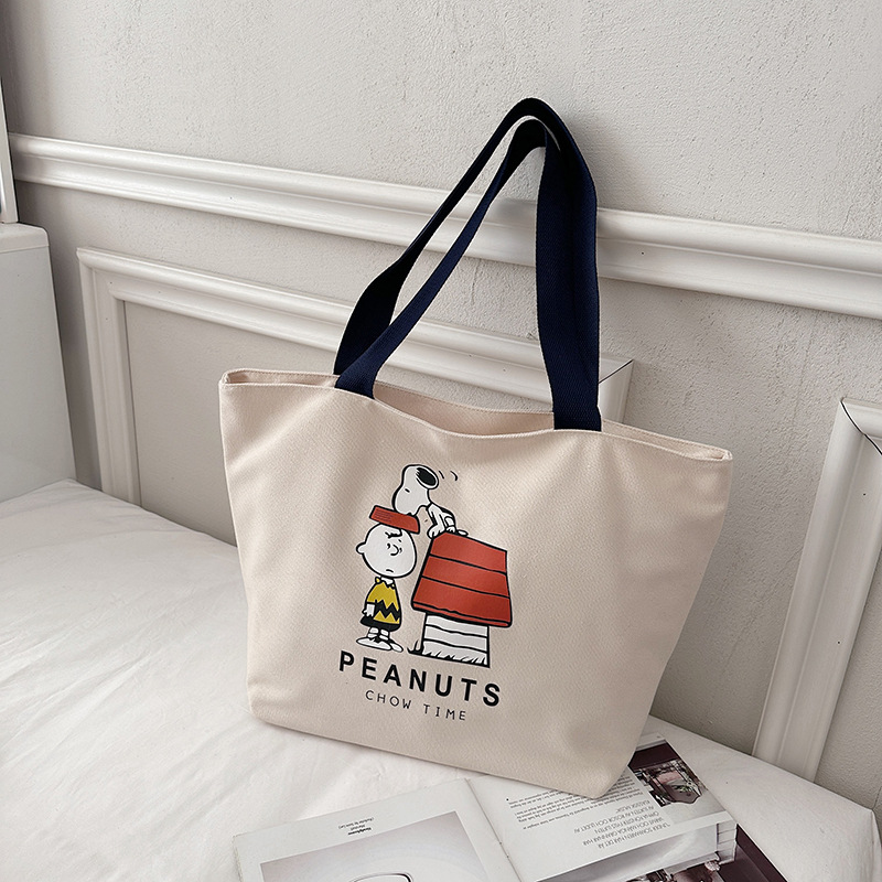 New One-Shoulder Canvas Bag Fashion Women's Portable Tote Bag Korean Style All-Match Student Canvas Large Capacity Shopping Bag