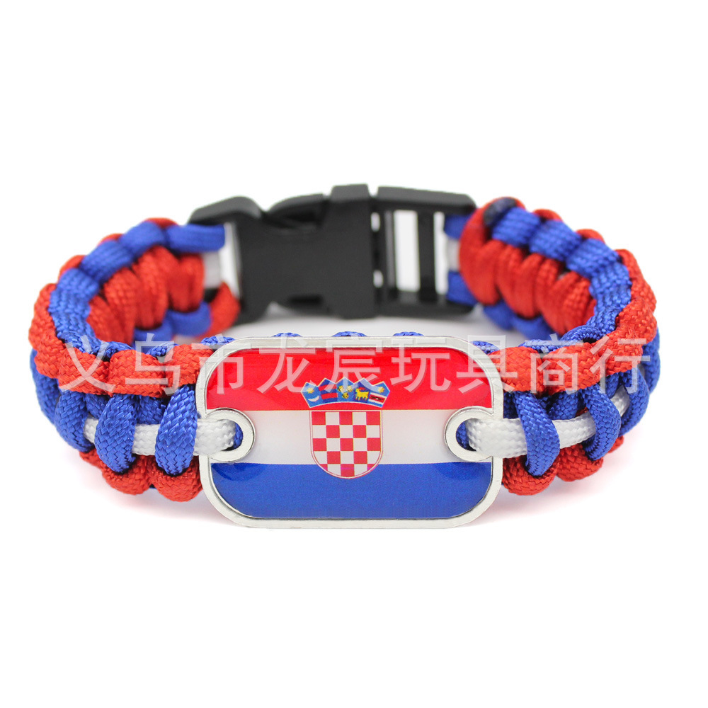 Supply World Cup National Flag Bracelet Italy National Flag Parachute Cord Woven Bracelet Outdoor Life-Saving Bracelet