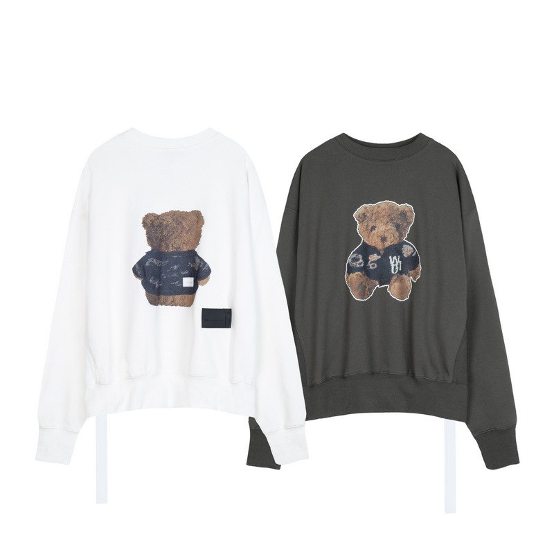 welldone泰迪熊印花纯棉情侣反光小熊we11done长袖男女卫衣潮