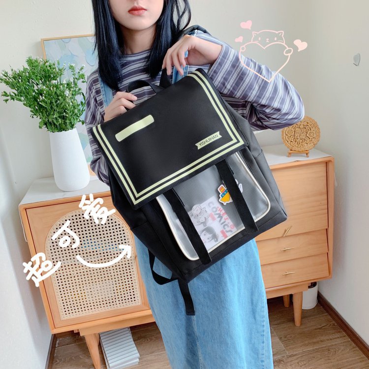 2022 Spring and Summer New Japanese Ins Style Cute Sweet Contrast Color Fresh Soft Girl Student Transparent Backpack