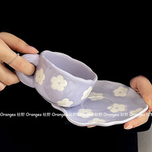 BB4C批发好看无尽夏ins手捏杯小众手绘紫色花朵咖啡杯碟陶瓷下午
