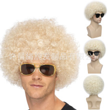 新款非洲跨境许昌假发化纤蓬松小卷头套Afro wigs大帽子爆炸头套