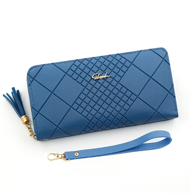 Single-Pull Double Zipper Women's Long Wallet Portable Belt Wallet Wallet Women's Long Tassel Zipper Handbag