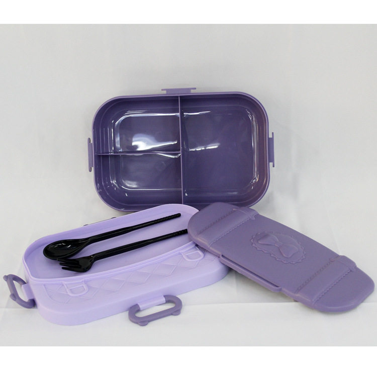 High-Looking Plastic Crisper Lunch Box Lunch Box Lunch Box Food Grade Compartment with Spoon