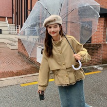 卡其色工装风衣外套女春秋韩系时尚收腰设计休闲英伦风小个子上衣