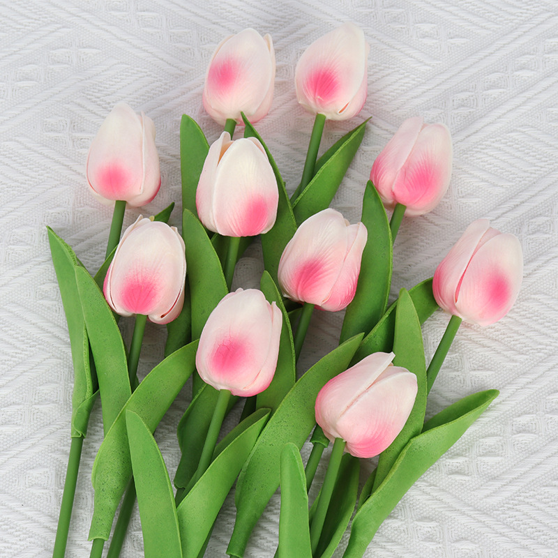 Pu Mini Artificial Tulip Fake Flower Nordic Style Home Hotel Wedding Hall Decoration Cross-Border Hot Selling Artificial Flower