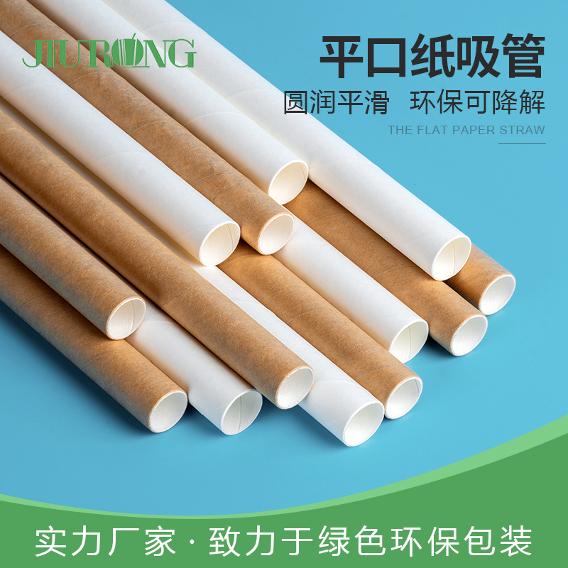 一次性单独包装纸吸管 珍珠奶茶店专用平口粗管 环保降解吸管现货