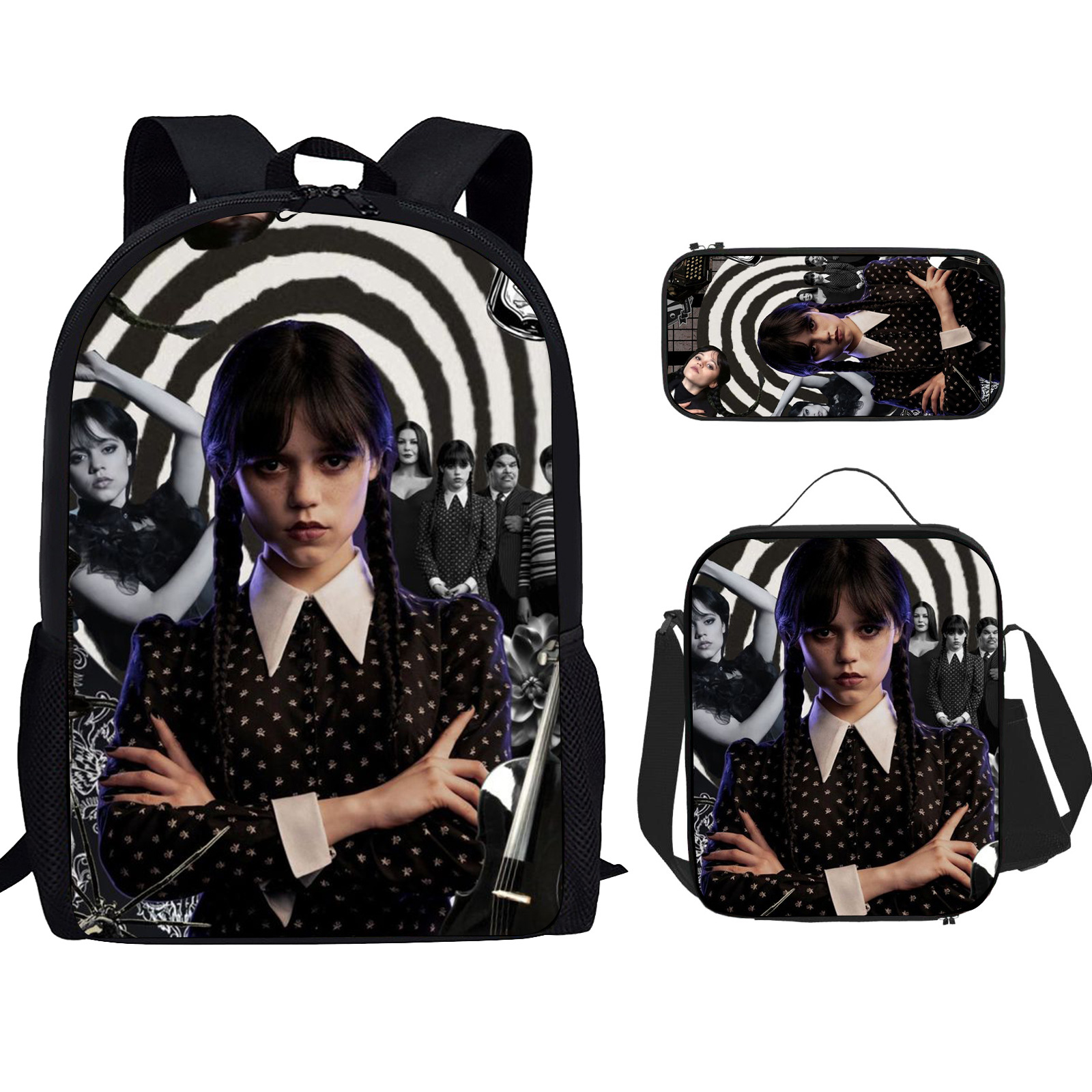 New Adams Wednesday School Bag Three-Piece Nylon High Quality Printing Student Backpack Children Backpack